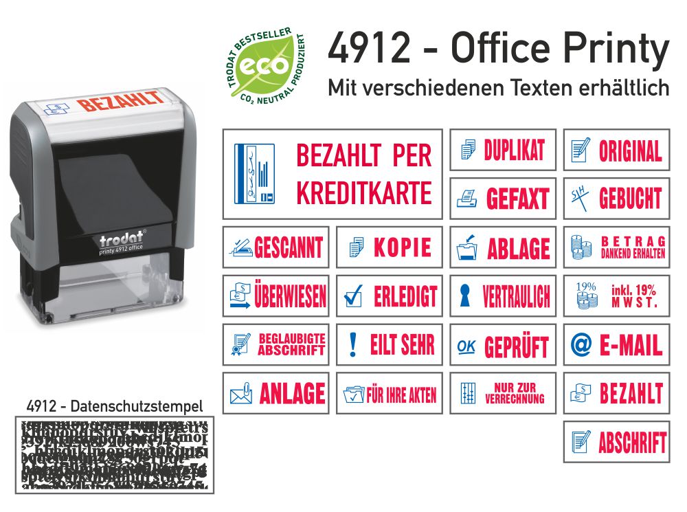 OFFICE PRINTY STEMPELLAYOUT MIT MOTIV UND TEXT