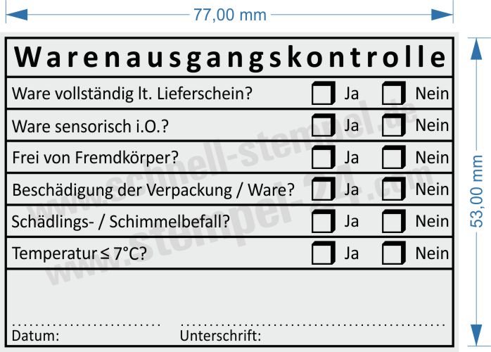 Warenausgangsstempel Temperatur