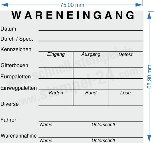 Musterstempel Wareneingang Gitterboxen Europaletten Einwegpaletten Kontrolle