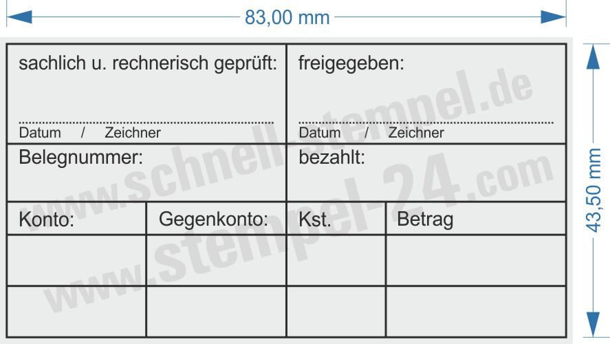 Kontierungsstempel Belegnummer bezahlt Konto freigegeben Muster